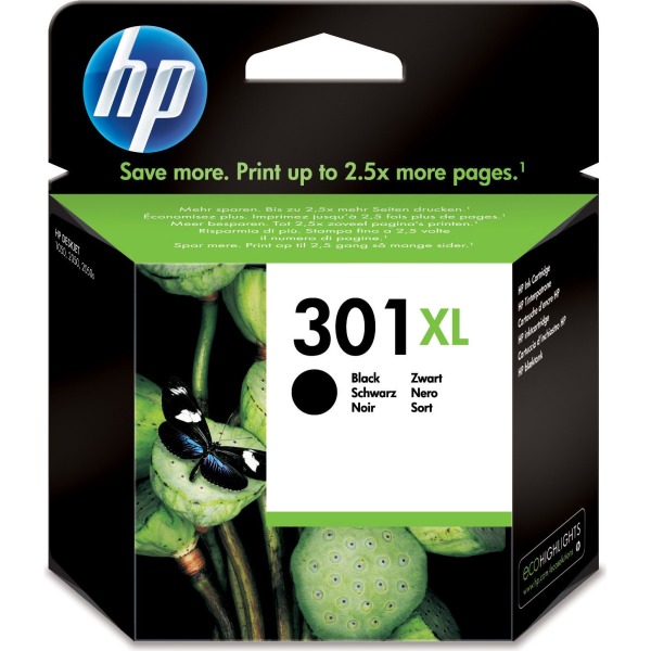 HP 301XL High Yield Black Original Ink Cartridge Page Yield 430 (P/N CH563EE)