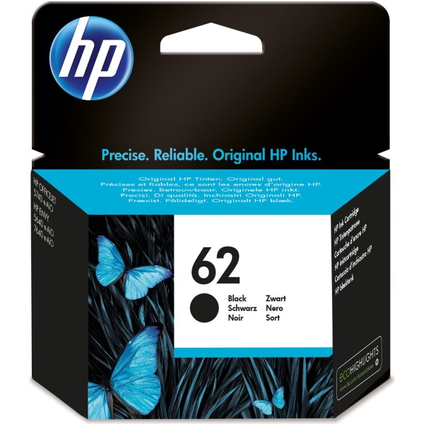 HP 62 Black Original Ink Cartridge Page Yield 200 (P/N C2P04AE)