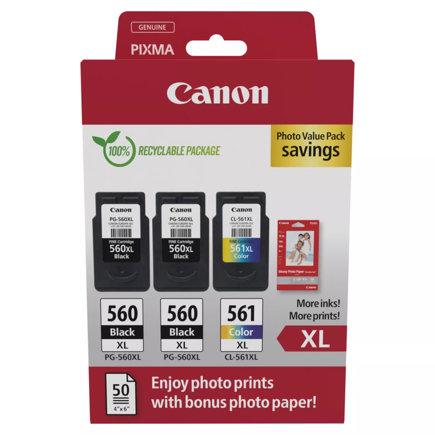 Canon Original PG-560 schwarze und CL-561 farbige Tinten - Bild 7 von 8